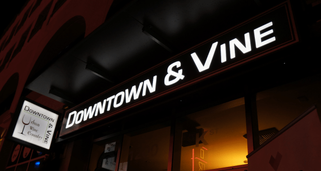 Downtown Vine storefront night